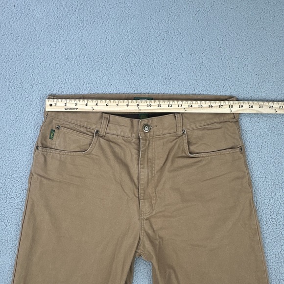 Cabela's Lined Canvas Work Pants Men 38x36 Beige 5-Pocket Outdoor Hiking - Picture 3 of 16